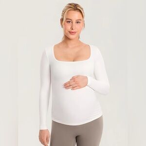 AirSoft Square Neck Maternity Top - Long Sleeves